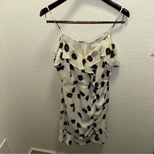 All in Favor Cream Ruched Ruffled Camisole Mini Dress